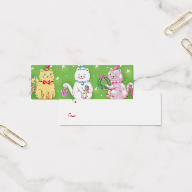 Cute Cartoon Meowy Christmas Cats in Santa Hats (Office)