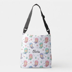 Cute Cartoon Mermaid Pattern Crossbody Bag