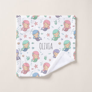 Cute Cartoon Mermaid Pattern Wash Cloth