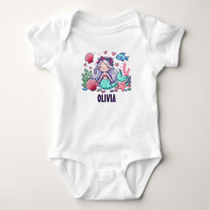 Cute Cartoon Mermaid Personalised  Baby Bodysuit