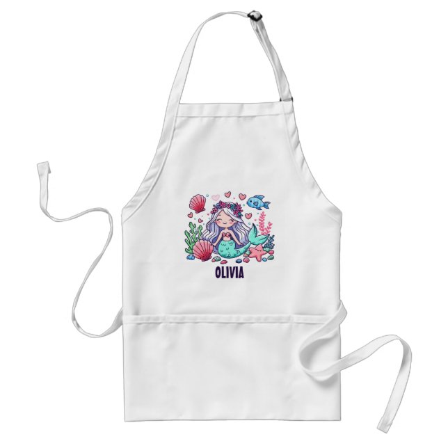 Cute Cartoon Mermaid Personalised  Standard Apron (Front)