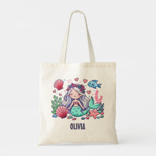 Cute Cartoon Mermaid Personalised  Tote Bag