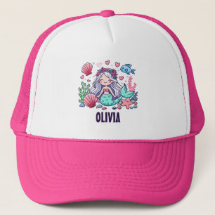 Cute Cartoon Mermaid Personalised Trucker Hat