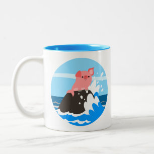 Cute Cartoon Merpig on a Rock Mug