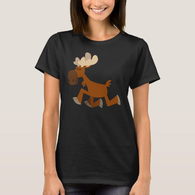 Cute Cartoon Merry Moose Women T-Shirt (Front)