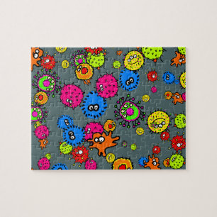 Cute Cartoon Microscopic Germ Wallpaper Jigsaw Puzzle