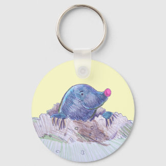 Cute Cartoon Mole and Molehill Key Ring