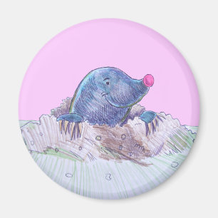 Cute Cartoon Mole and Molehill Magnet