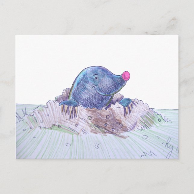Cute Cartoon Mole and Molehill Postcard (Front)