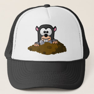 Cute Cartoon Mole Popping Up Out of the Ground Trucker Hat
