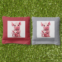 Cute Cartoon Momma Pig and Baby Piglet