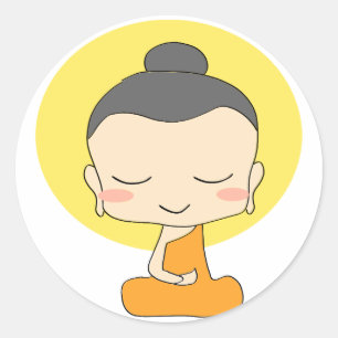 Cute Cartoon Monk Meditating Sticker