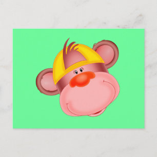 Cute Cartoon Monkey Face Postcard