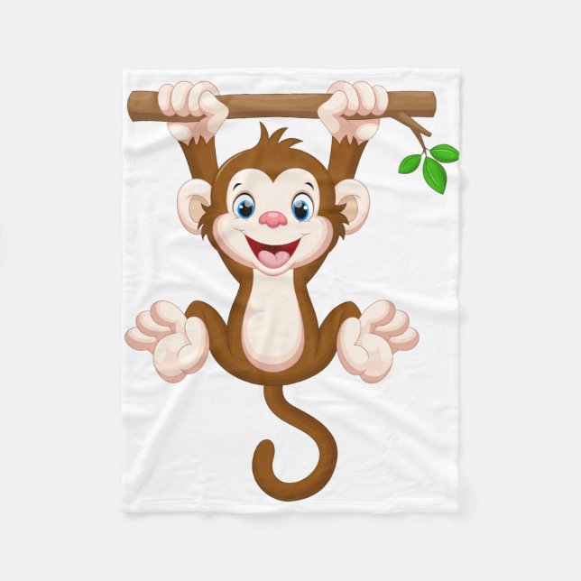 Cute Cartoon Monkey Fleece Blanket (Front)