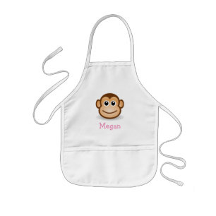 Cute cartoon monkey personalised with childs name kids apron