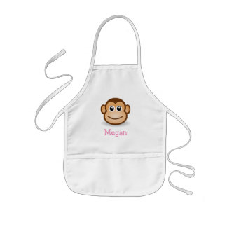 Cute cartoon monkey personalised with childs name kids apron
