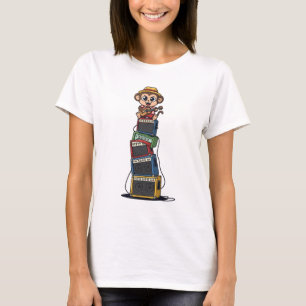 Cute Cartoon Monkey Rocker Playing Ukulele T-Shirt