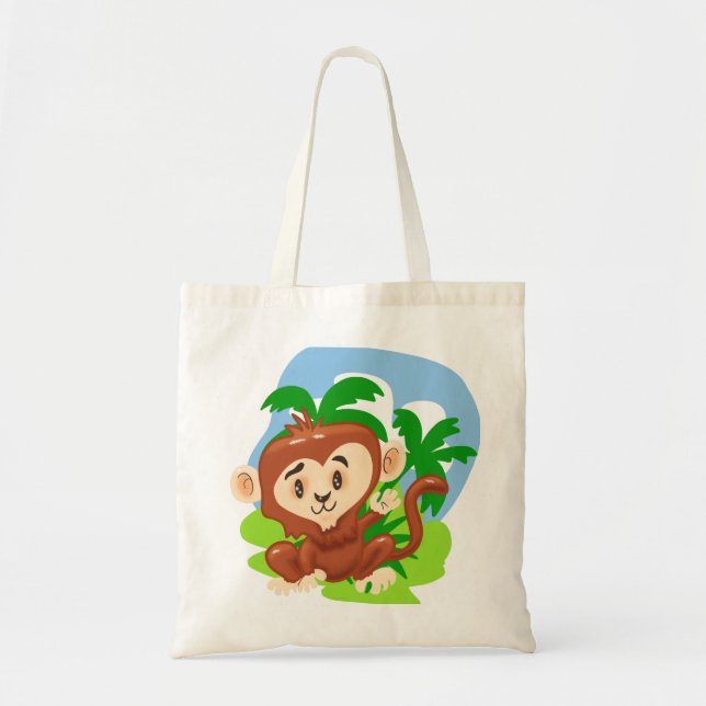 Cute Cartoon Monkey Tote Bag (Front)