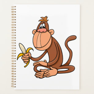 Cute Cartoon Monkey with Banana Funny Animal Planner