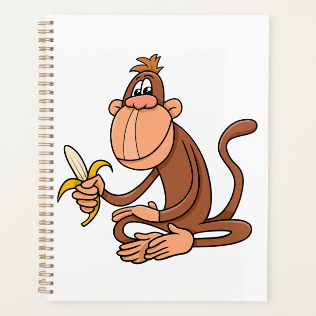 Cute Cartoon Monkey with Banana Funny Animal Planner (Front)