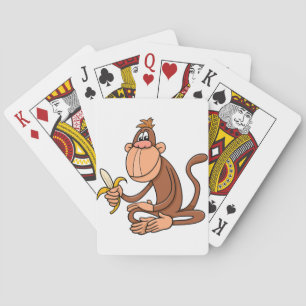 Cute Cartoon Monkey with Banana Funny Animal Playing Cards