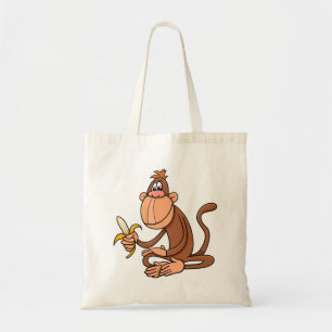Cute Cartoon Monkey with Banana Funny Animal Tote Bag