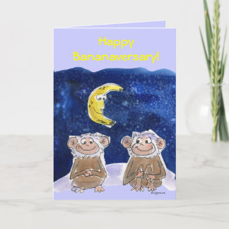 Cute Cartoon Monkeys Anniversary Card