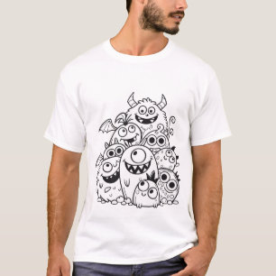 Cute cartoon monster characters illustration for k T-Shirt