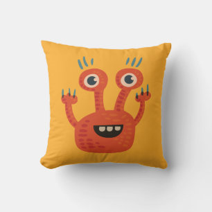Cute Cartoon Monster Orange Kids Cushion