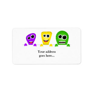 Cute cartoon monsters gang label