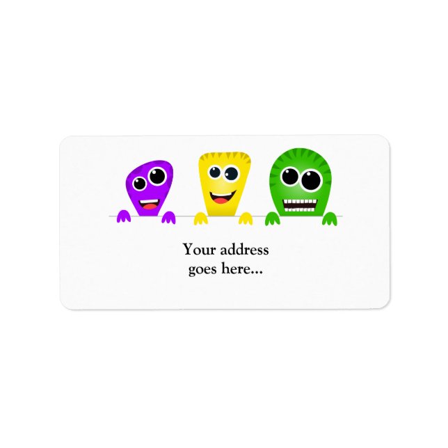 Cute cartoon monsters gang label (Front)