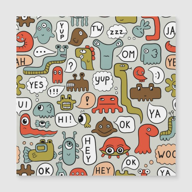 Cute Cartoon Monsters: Seamless Background (Front)