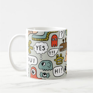 Cute Cartoon Monsters: Seamless Background Coffee Mug