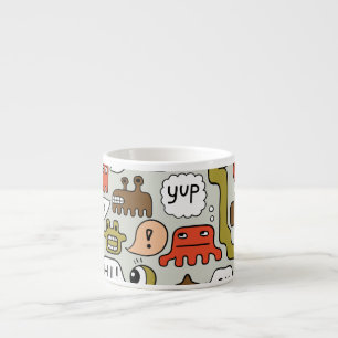 Cute Cartoon Monsters: Seamless Background Espresso Cup