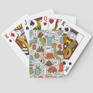 Cute Cartoon Monsters: Seamless Background Playing Cards