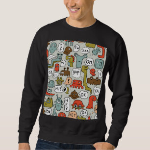 Cute Cartoon Monsters: Seamless Background Sweatshirt
