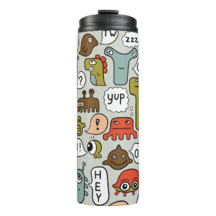 Cute Cartoon Monsters: Seamless Background Thermal Tumbler