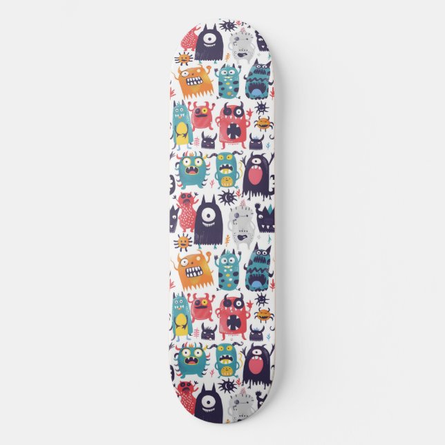 Cute Cartoon Monsters Skateboard (Front)