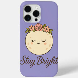 Cute Cartoon Moon with Flower Crown Sticker  iPhone 15 Pro Max Case
