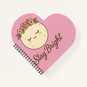 Cute Cartoon Moon with Flower Crown Sticker  Notebook