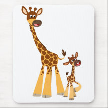 Cute Cartoon Mother Giraffe and Calf Mousepad