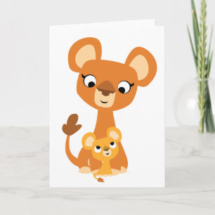 Cute Cartoon Mother Lion and cub Greeting card