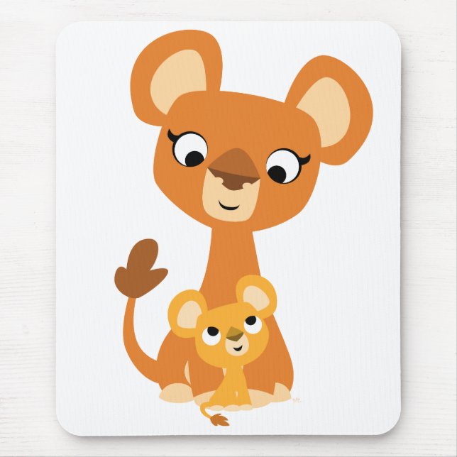 Cute Cartoon Mother Lion and cub mousepad (Front)