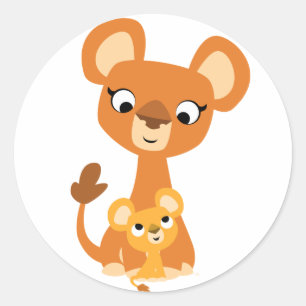 Cute Cartoon Mother Lion and cub sticker