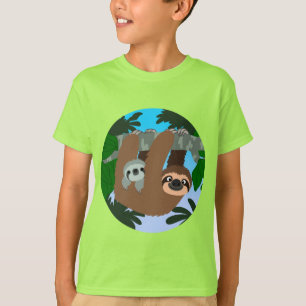 Cute Cartoon Mother Sloth And Baby Boys' T-Shirts