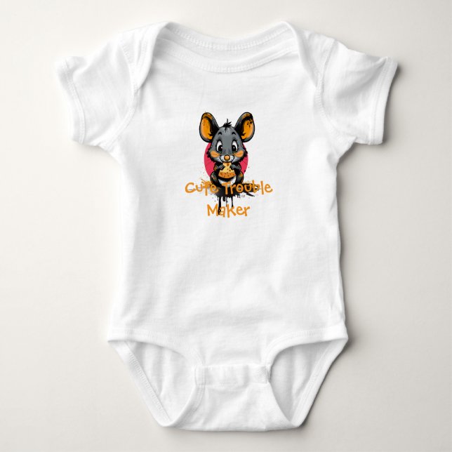 Cute Cartoon Mouse Baby Bodysuit (Front)