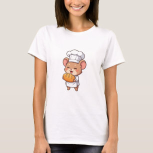 Cute Cartoon Mouse Chef Holding Freshly Bread T-Shirt