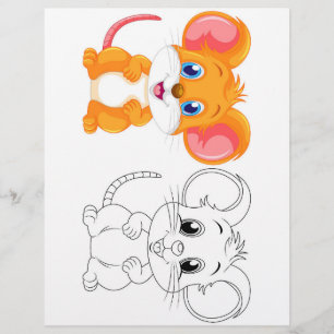 Cute Cartoon mouse colouring page
