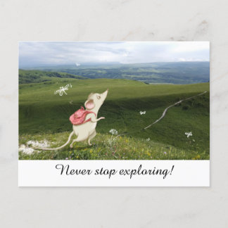 Cute Cartoon Mouse Journey  Postcard