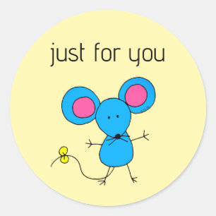Cute Cartoon Mouse Just For You Classic Round Sticker